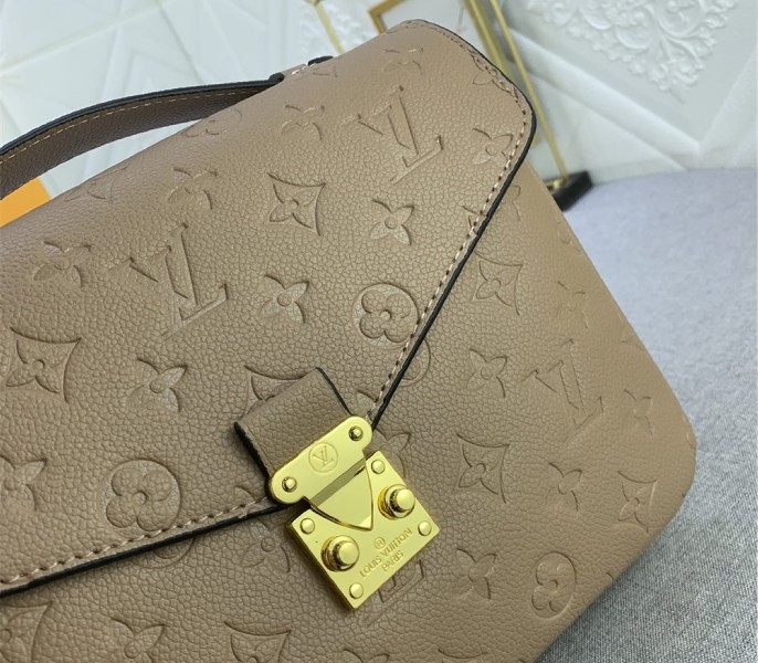 LV Monogram Empreinte Leather Metis In Tourterelle Grey M44881