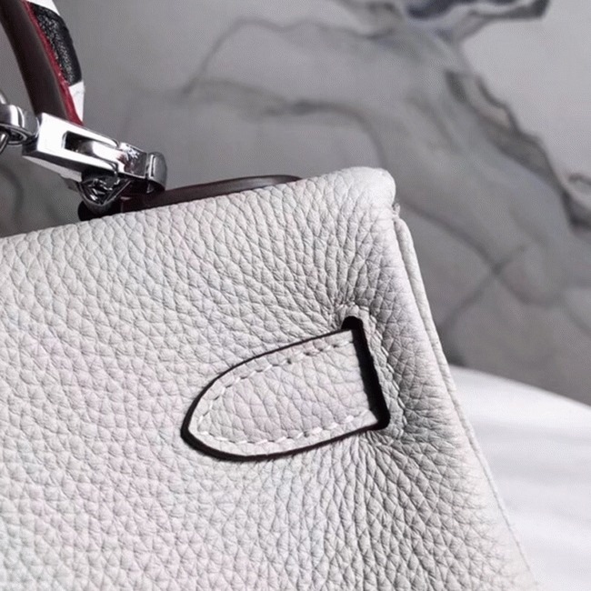 White H**me5 Kelly 28cm Knockoff Bag with Zigzag Handle