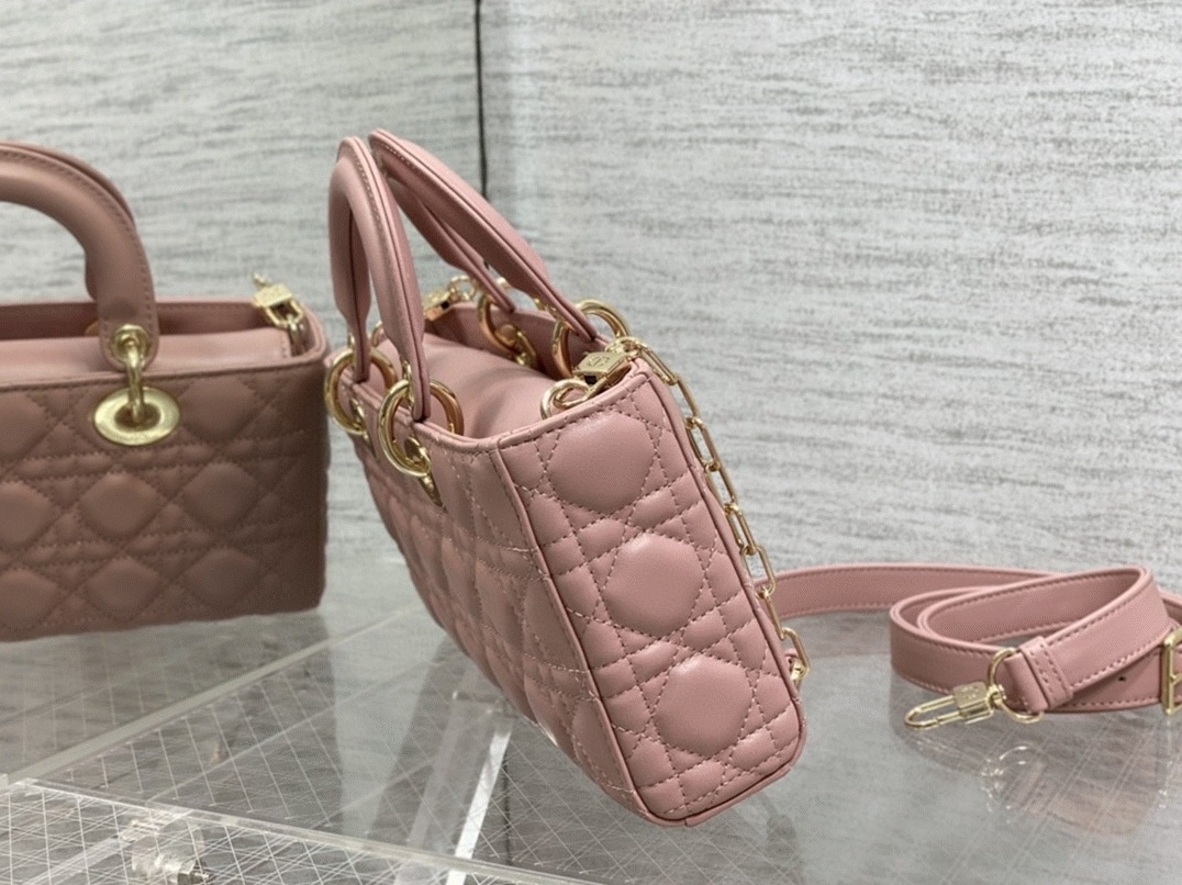 D10r Lady D-Joy Medium Bag Replica in Peony Pink