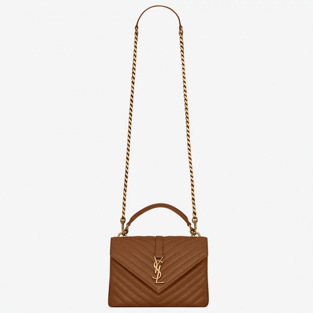 Fake Sa1nt Lau*nt College Medium Chain Bag Brown