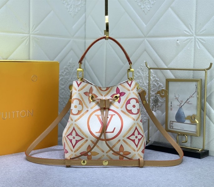 L0vis Vvtt0n LV By The Pool Monogram Tiles Canvas NeoNoe BB Bag In Coral