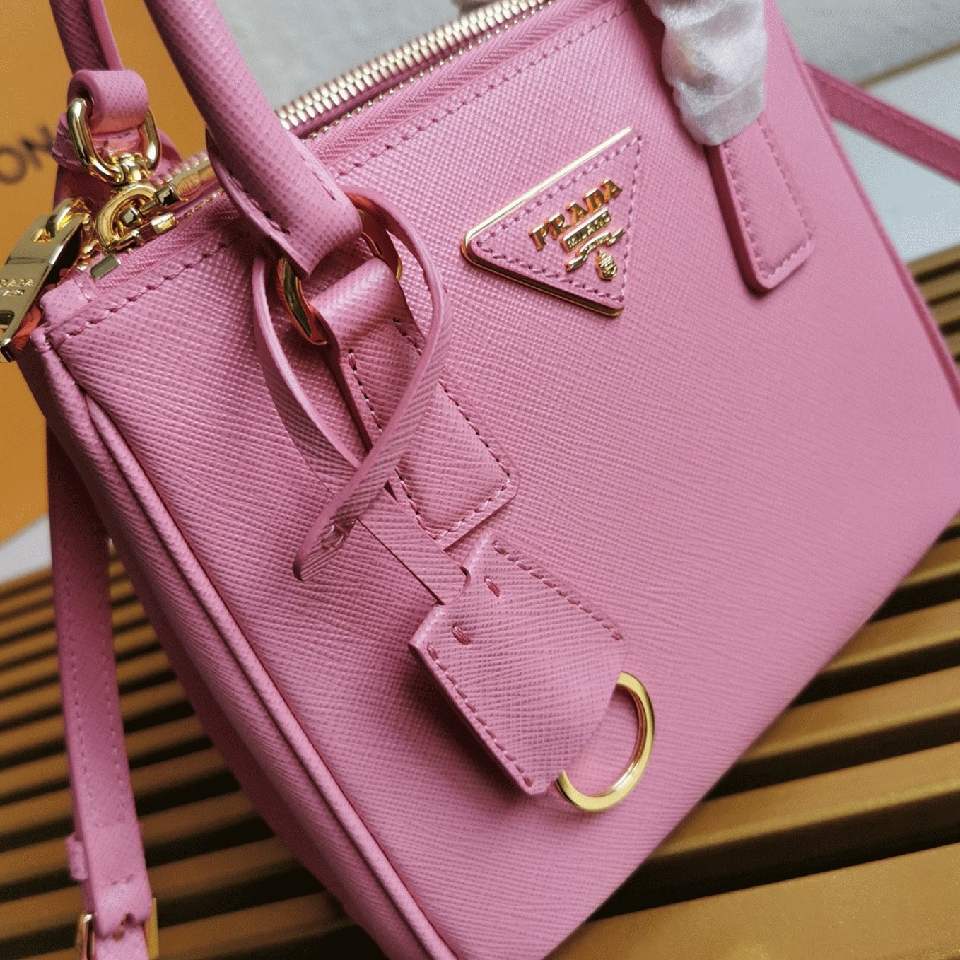 Pink Pra*a Mini Galleria Bag Fake