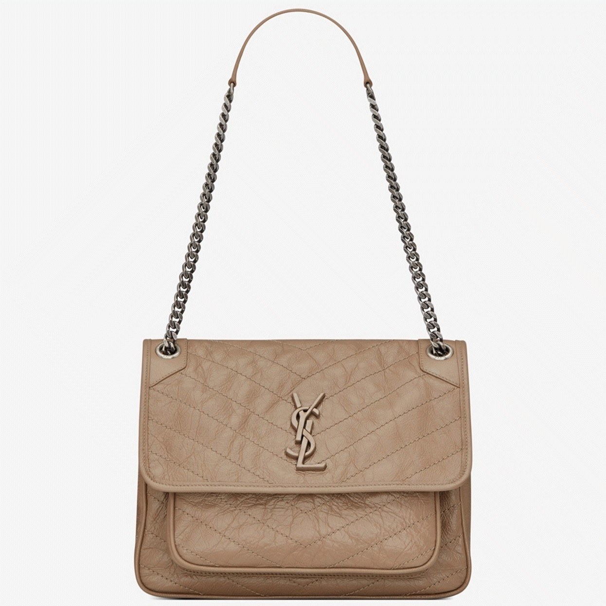 Fake Sa1nt Lau*nt Niki Medium Chain Bag Beige