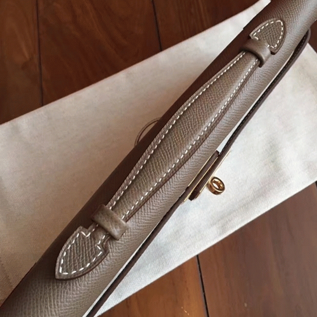 Etoupe Epsom Knockoff H**me5 Kelly Cut Clutch Stylish Purse