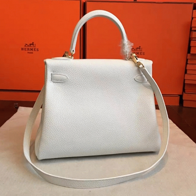White Clemence Imitation H**me5 Kelly Retourne 28cm Chic Tote