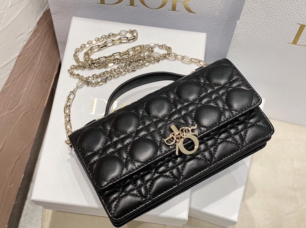 D10r Miss D10r Mini Bag Replica in Black Cannage Lambskin