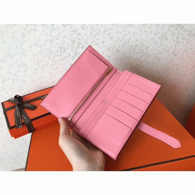 Grey Pink Epsom Knockoff H**me5 Bearn Wallet