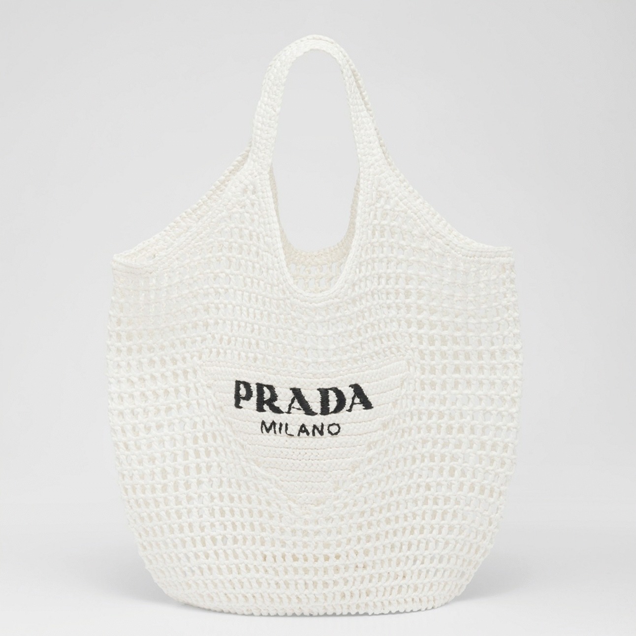 Pra*a Large Tote Bag Replica in White Woven Raffia