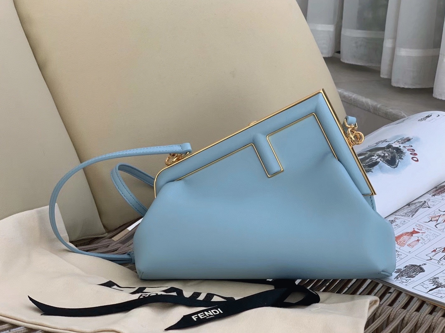 Top Quality Fake F**di First Small Bag In Light Blue