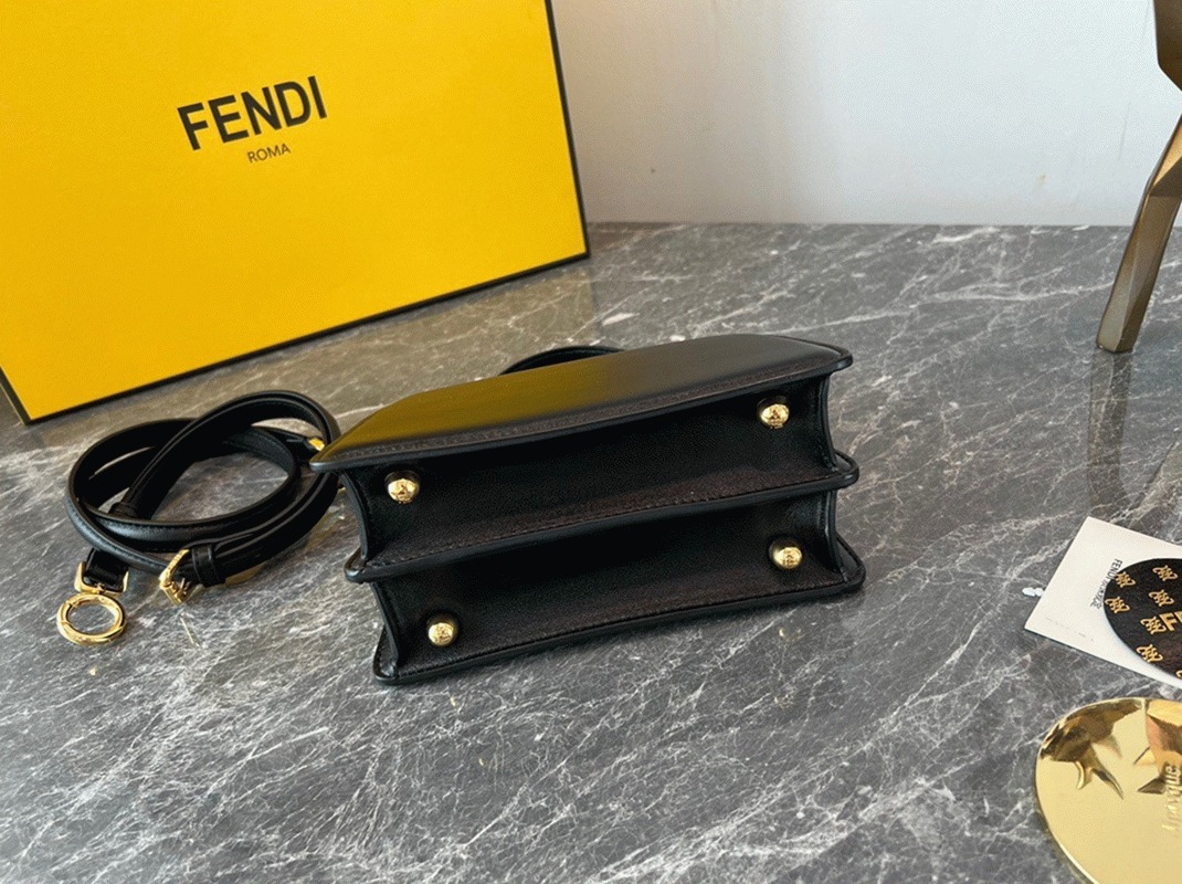 Top Quality Replica F**di Peekaboo ISeeU Petite Bag In Black Nappa Leather