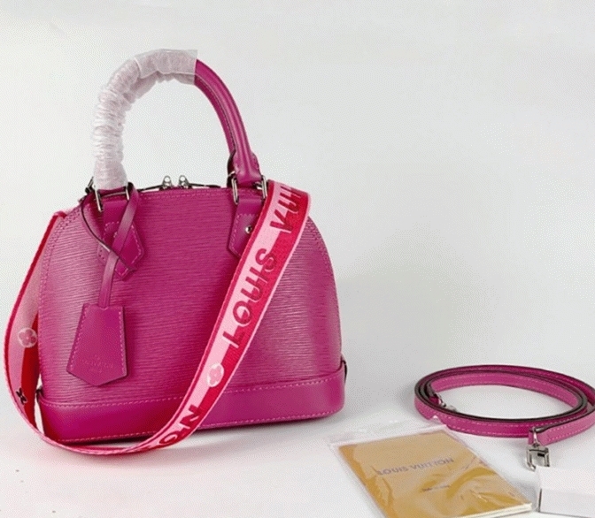 L0vis Vvtt0n Epi Leather Alma BB Handbag In Pondichery Pink With Jacquard Strap