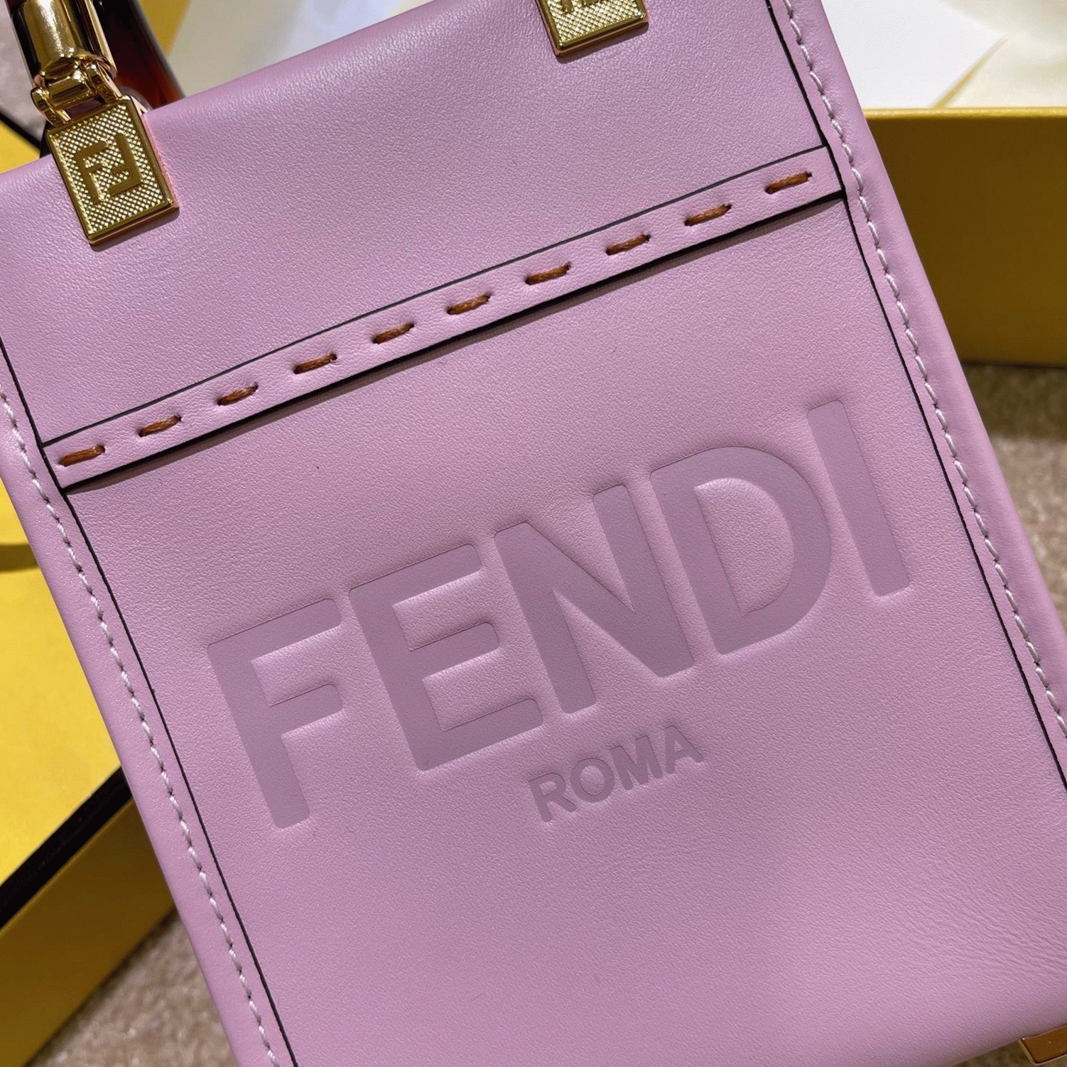Top Quality Knockoff F**di Mini Sunshine Shopper Bag In Lilas Leather