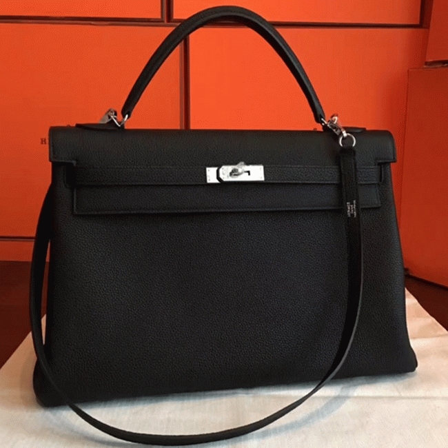 Black Clemence Replica H**me5 Kelly Retourne 40cm Spacious Tote