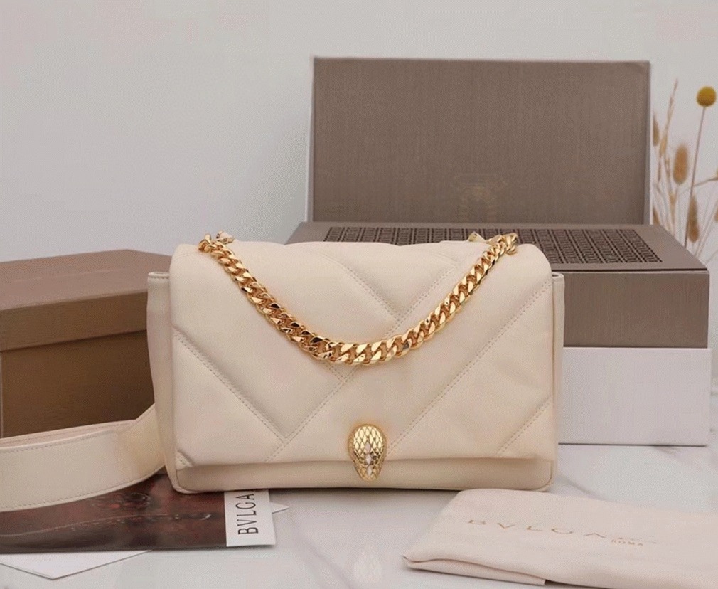 Knockoff Bv1g*ai Serpenti Cabochon Medium Bag White Calfskin