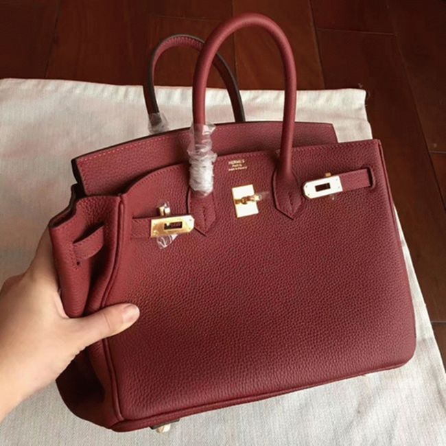 Bordeaux H**me5 Birkin 25cm Faux Quality Replica