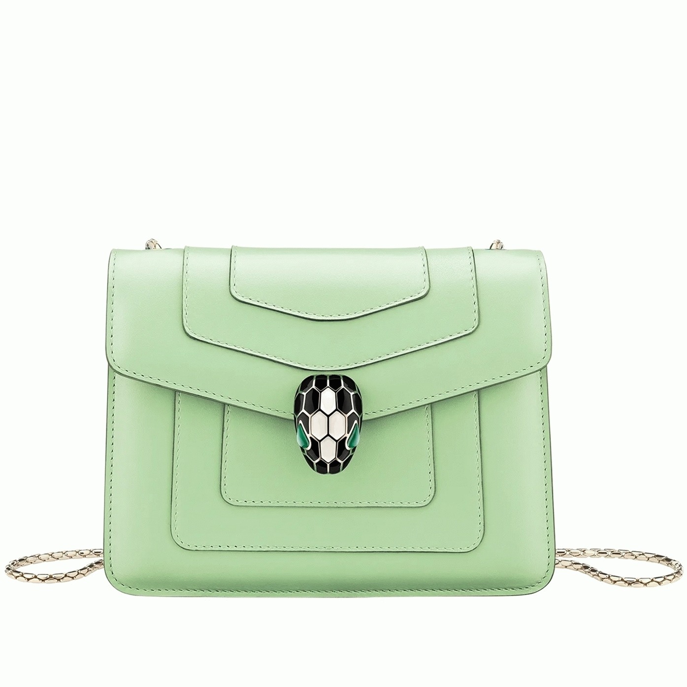 Fake Bv1g*ai Serpenti Forever Small Crossbody Bag Mint Leather