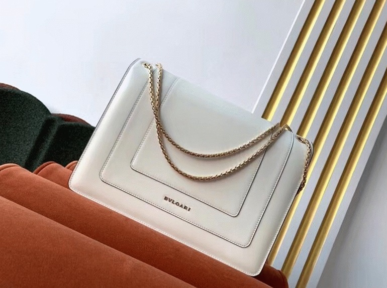 Replica Bv1g*ai Serpenti Forever Large Shoulder Bag White Calfskin