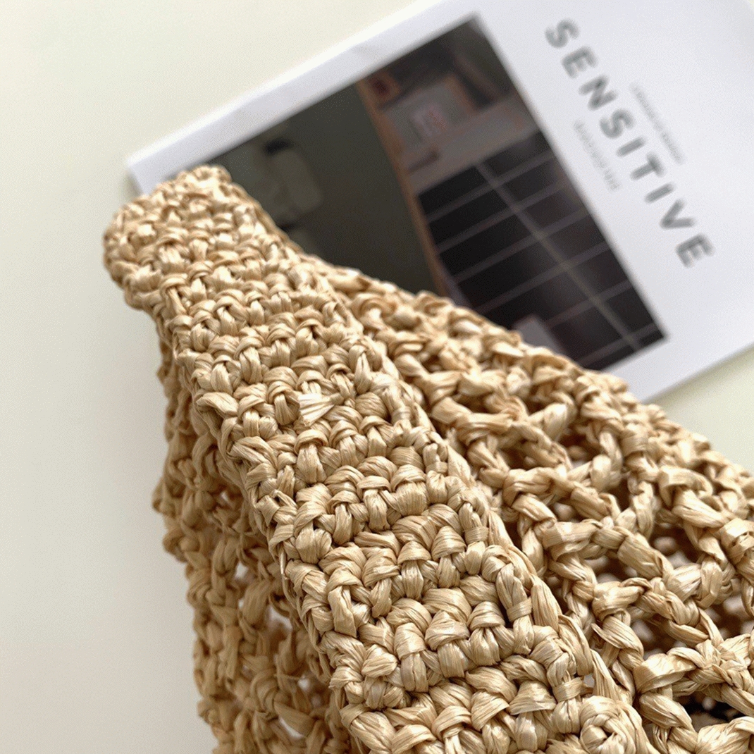 Pra*a Small Tote Bag Fake in Beige Woven Raffia