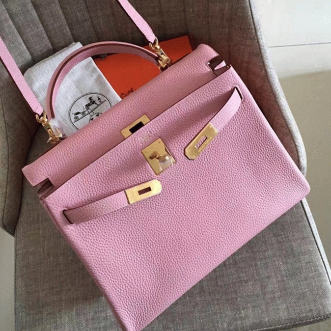 Pink Clemence Replica H**me5 Kelly Retourne 32cm Tote