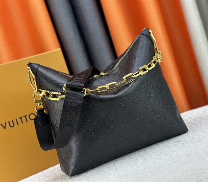 L0vis Vvtt0n Monogram Empreinte Coussin MM Hobo In Black
