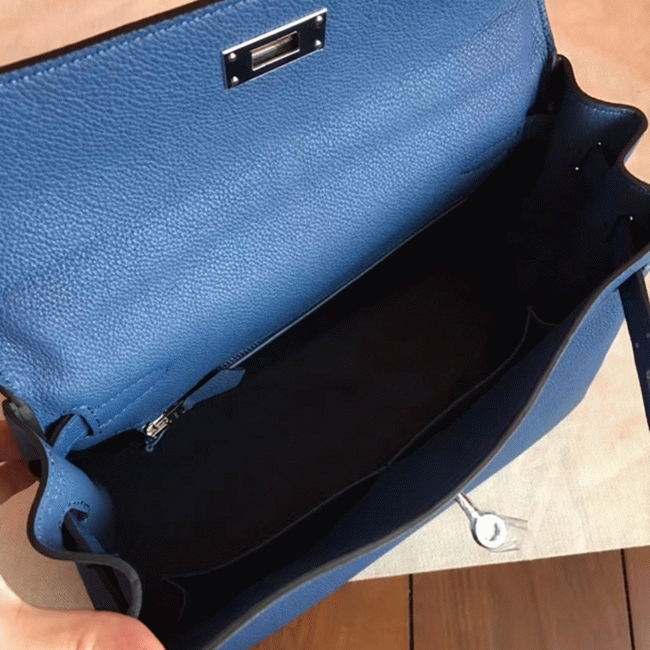 Blue Agate Clemence Fake H**me5 Kelly Retourne 28cm Tote