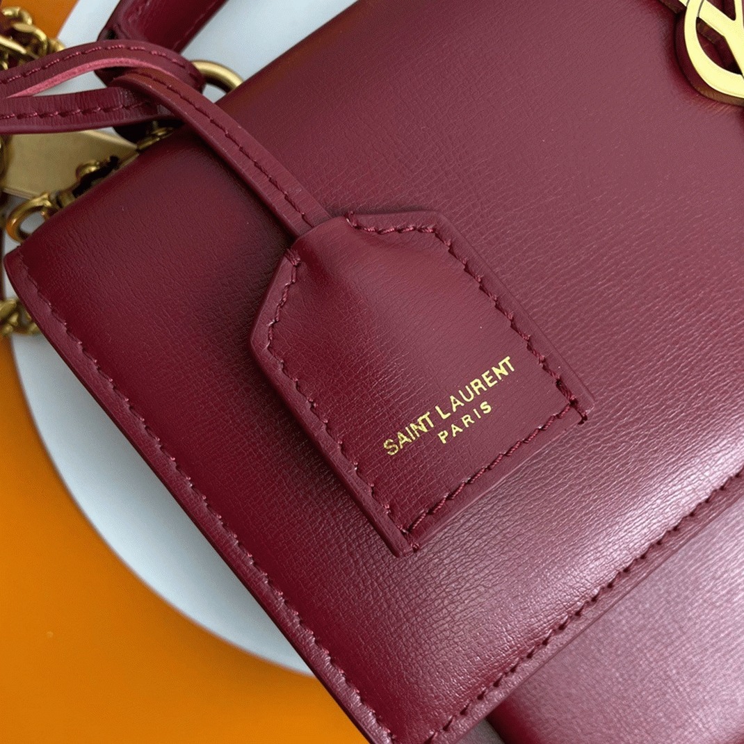 Knockoff Sa1nt Lau*nt Sunset Medium Top Handle Bag Red Calfskin