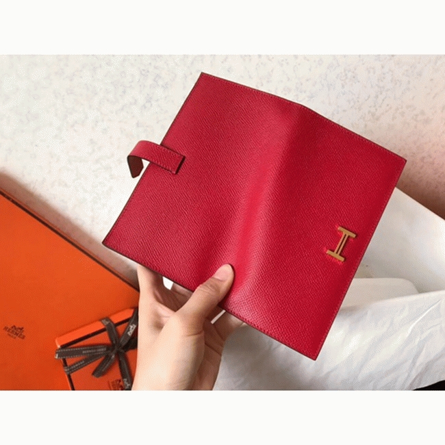 Red Epsom Fake H**me5 Bearn Wallet