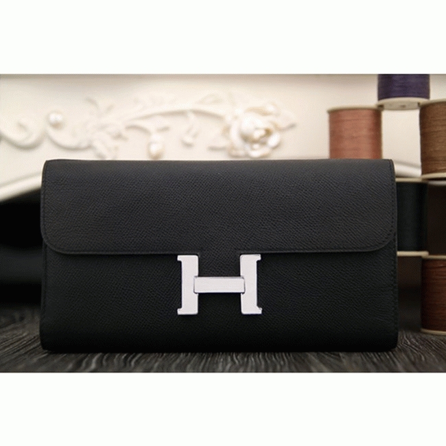 Black fake designer H**me5 Constance wallet