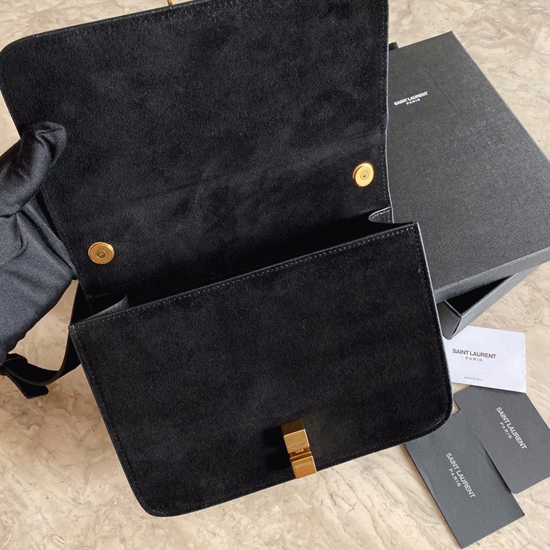 Fake Sa1nt Lau*nt Le Carre Satchel Bag Black