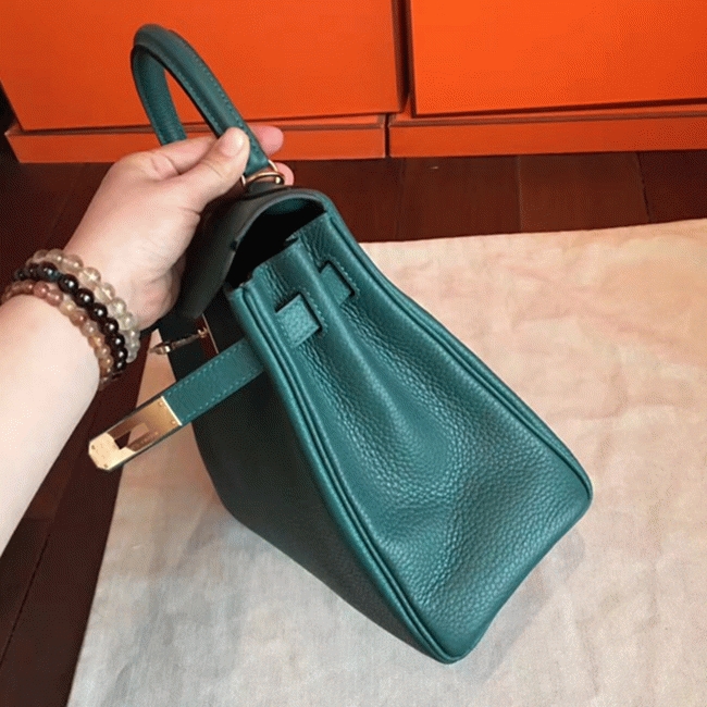 Malachite Clemence Copy Designer H**me5 Kelly Retourne 28cm Bag