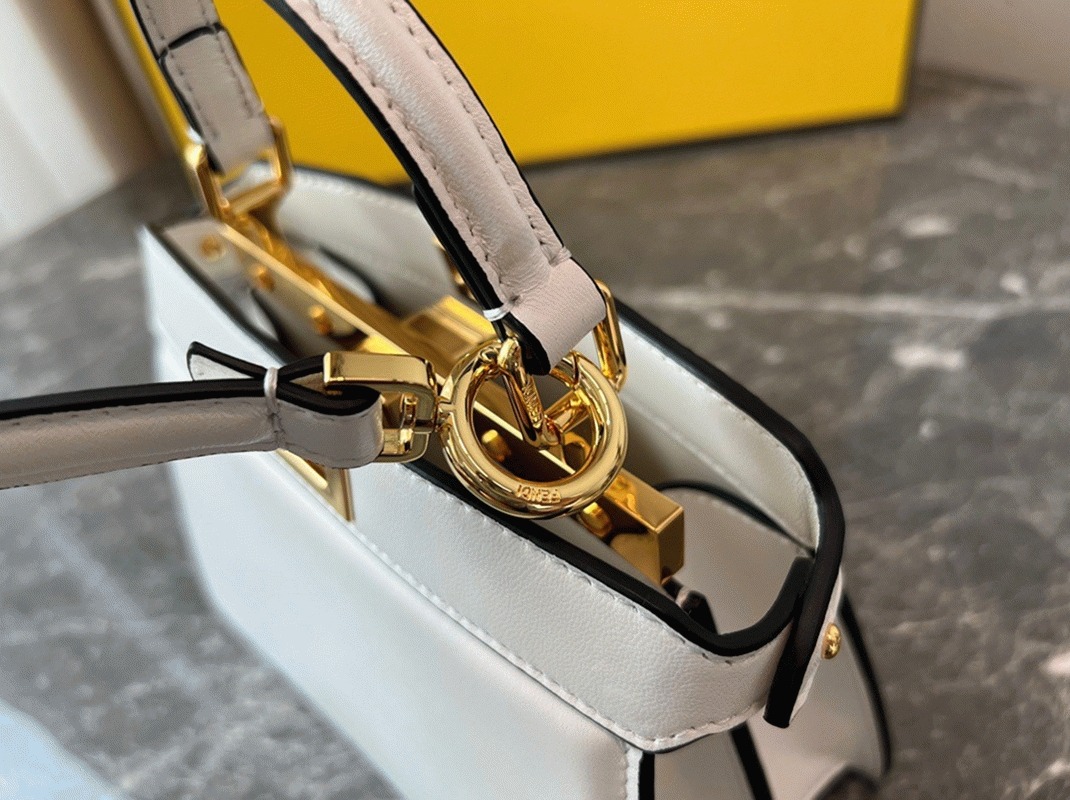 Top Quality Faux F**di Peekaboo ISeeU Petite Bag In White Nappa Leather