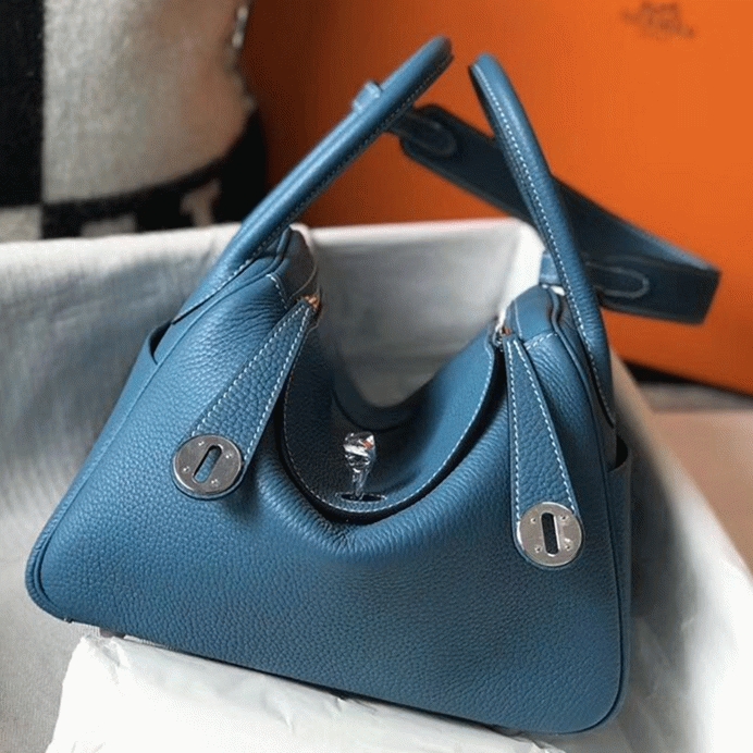 Replica H**me5 Lindy 26cm bag in blue jean fabric