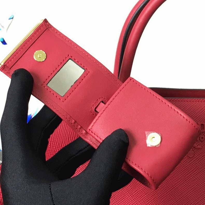 Pra*a Monochrome Small Bag Knockoff in Red