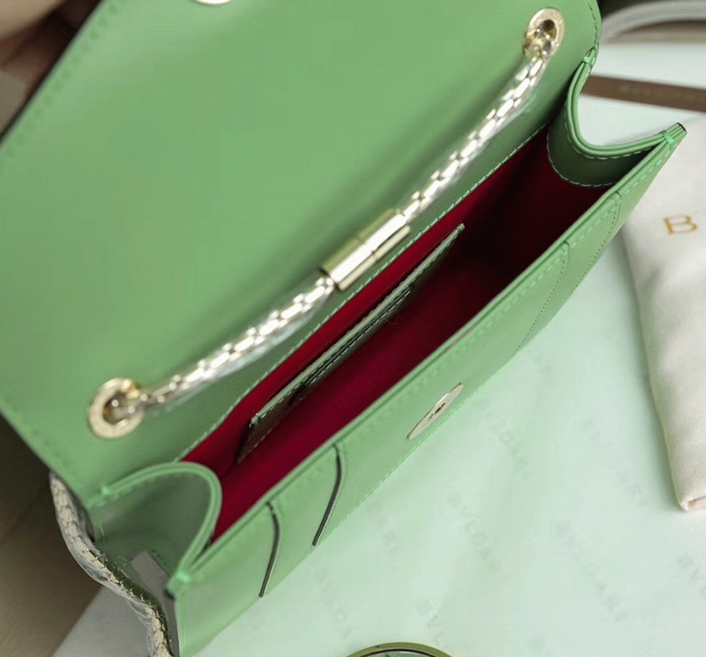 Fake Bv1g*ai Serpenti Forever Small Crossbody Bag Mint Leather