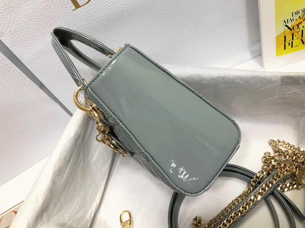 D10r Lady D10r Mini Chain Bag Replica with Chain in Grey