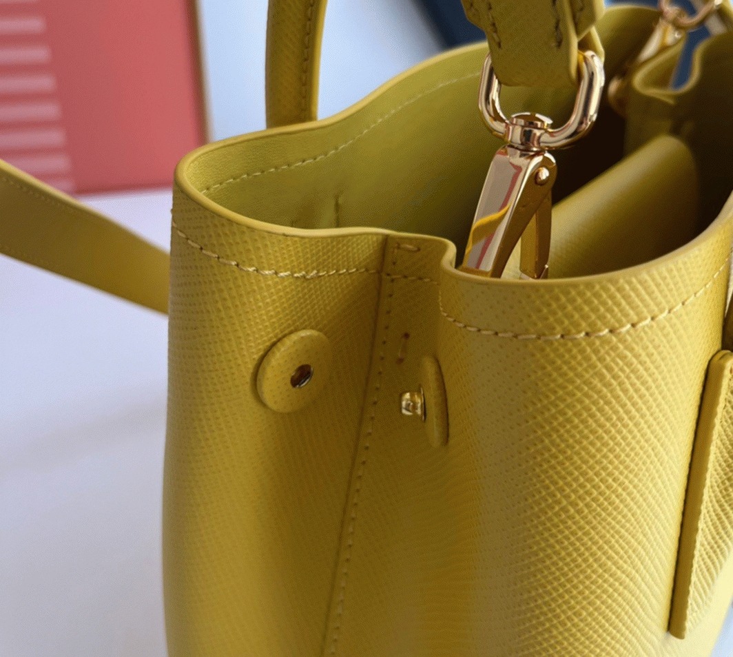 Yellow Pra*a Double Mini Bag Fake