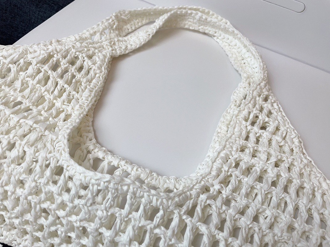 Pra*a Large Tote Bag Replica in White Woven Raffia
