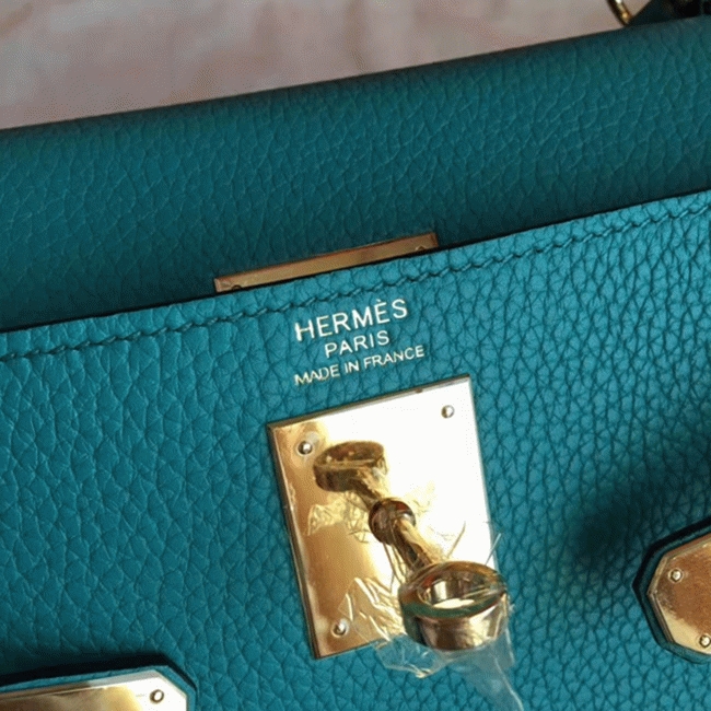 Blue Paon Clemence Fake H**me5 Kelly Retourne 32cm Handbag