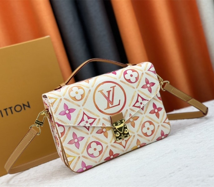 L0vis Vvtt0n LV By The Pool Monogram Tiles Canvas Metis Handbag In Coral