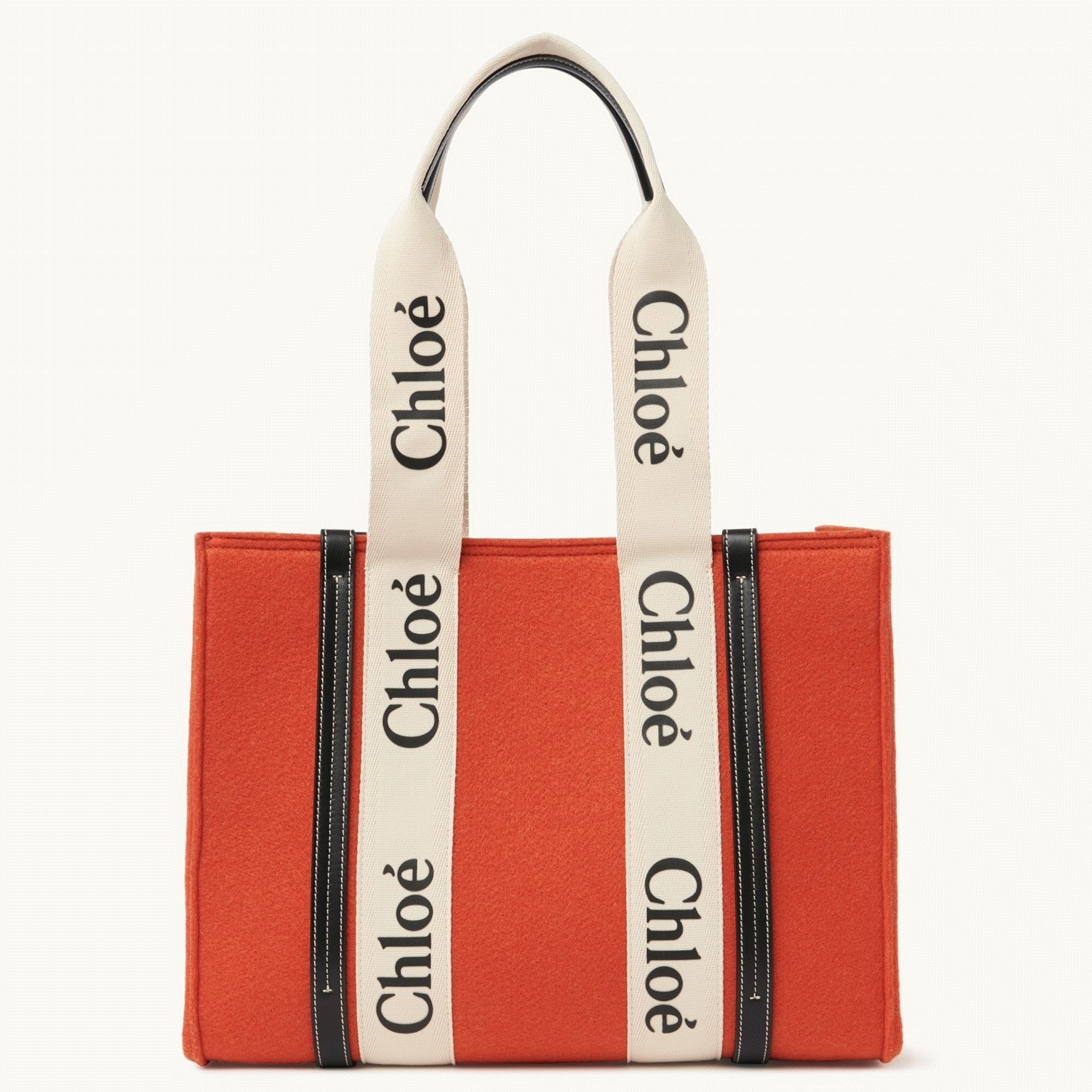 top quality fake Ch10e medium woody tote bag in orange felt