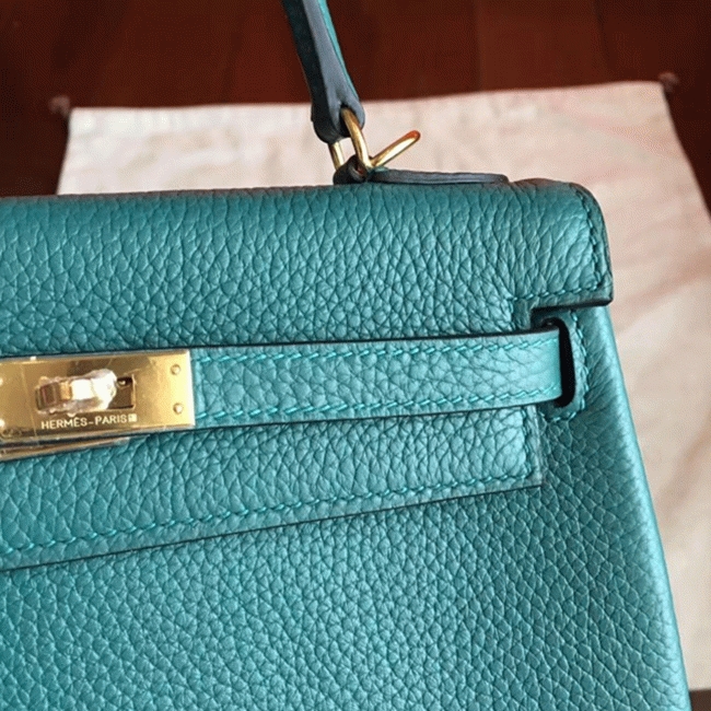 Malachite Clemence Replica H**me5 Kelly 25cm Retourne Tote