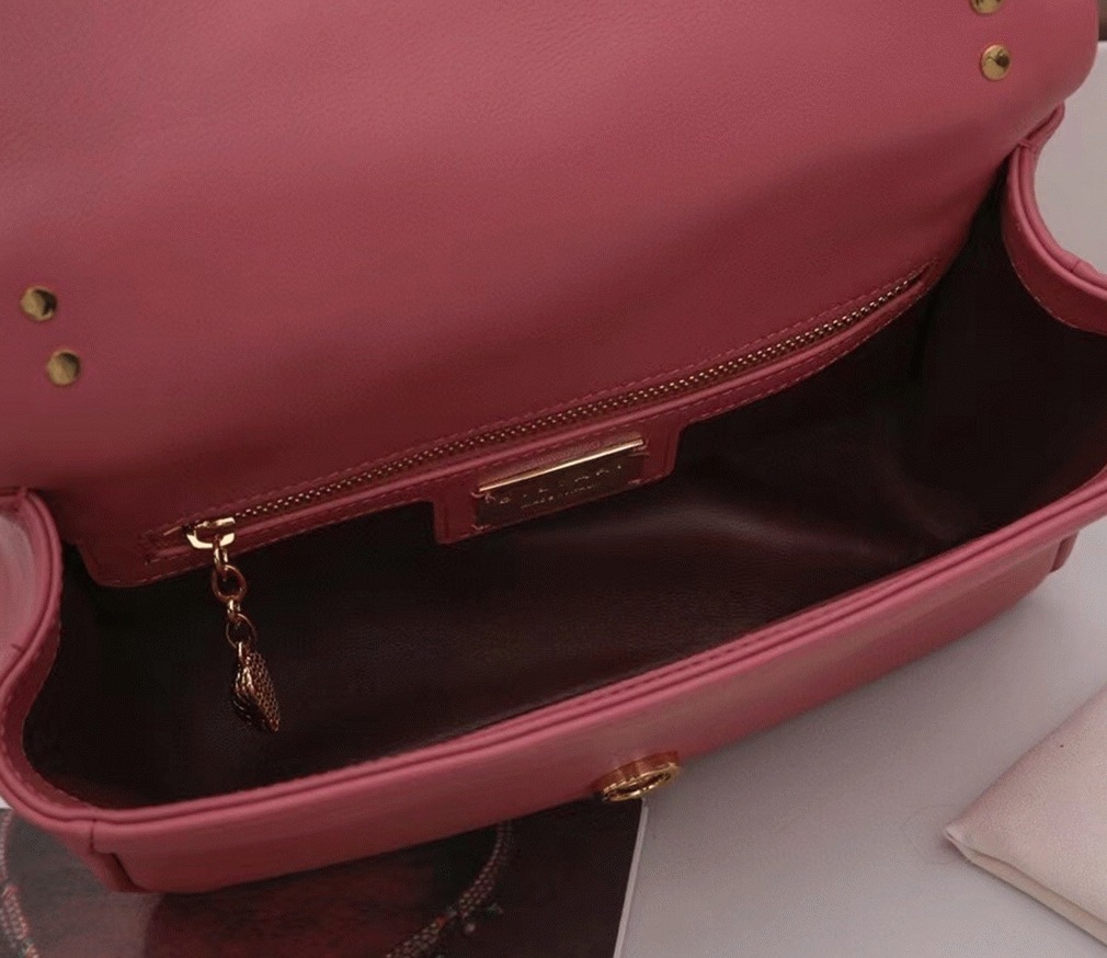 Knockoff Bv1g*ai Serpenti Cabochon Small Bag Pink Leather