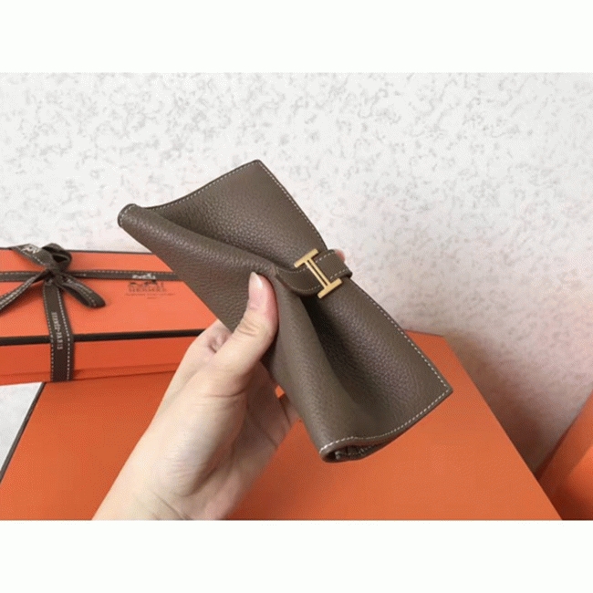 Taupe Clemence Fake Luxury H**me5 Bearn Wallet