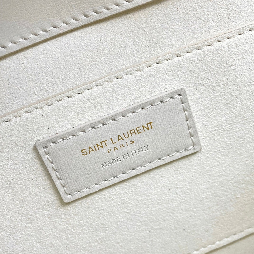 Knockoff Sa1nt Lau*nt Sunset Medium Top Handle Bag White Calfskin