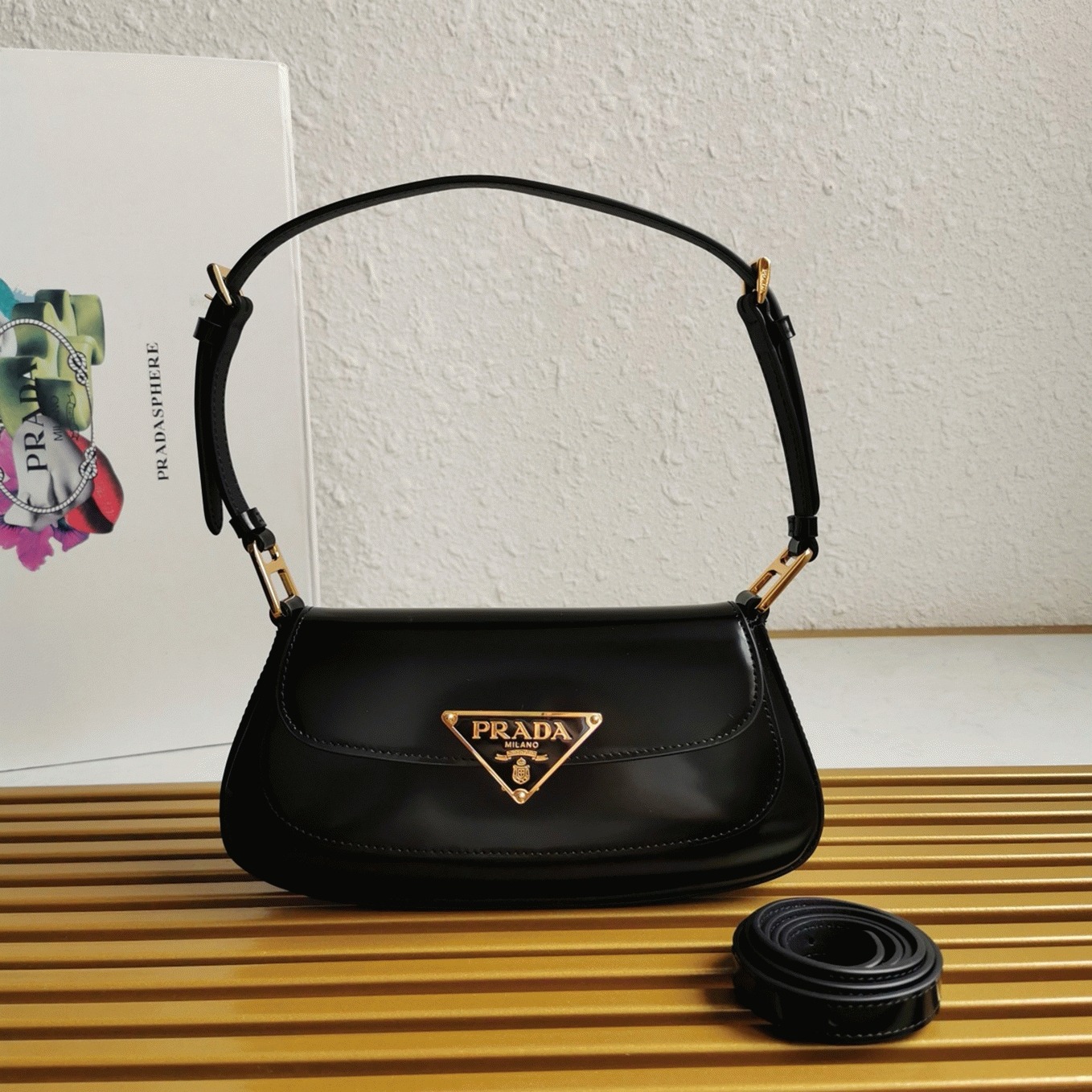 Pra*a Shoulder Bag Fake in Black