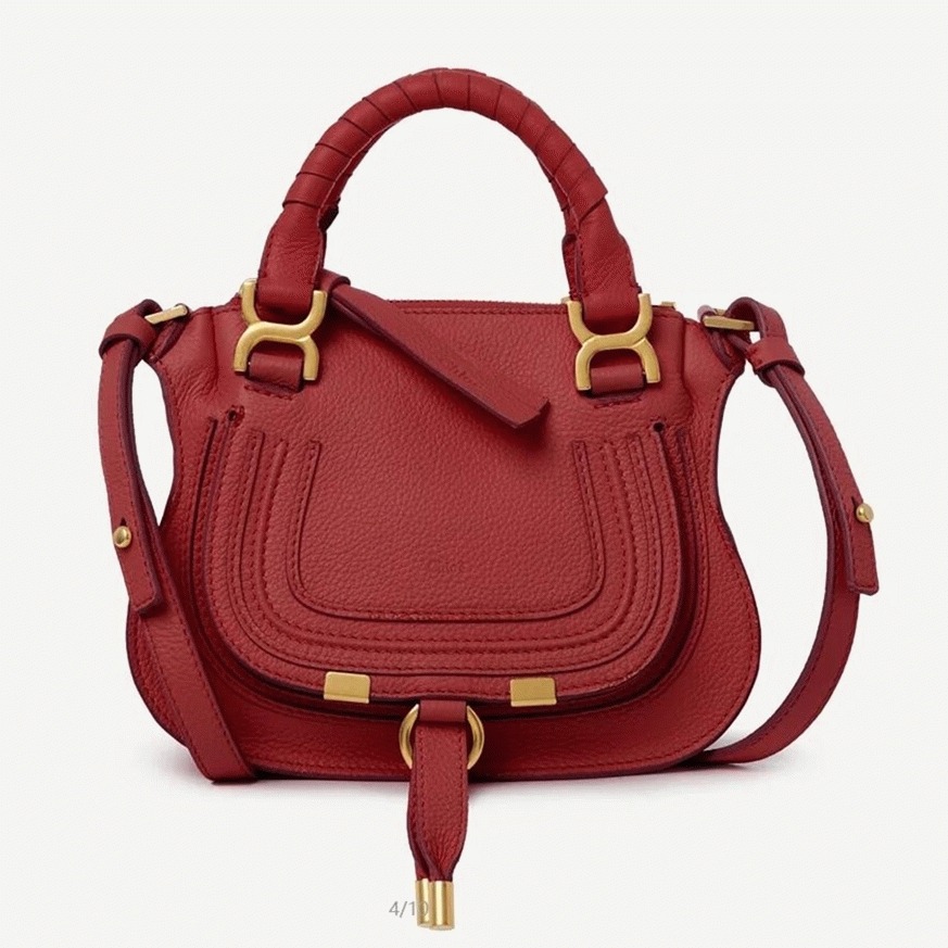 red grained leather Ch10e marcie mini double handle fake bag