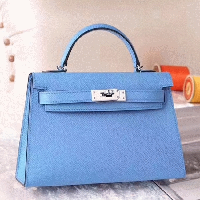 Celeste Epsom Replica H**me5 Kelly 20cm Soft Blue Purse