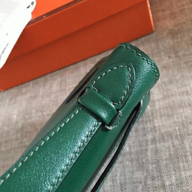 Malachite Swift Fake H**me5 Kelly Pochette Sleek Green Clutch