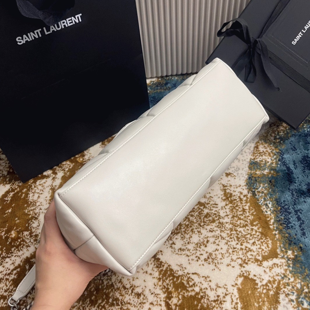 Replica Sa1nt Lau*nt Puffer Medium Chain Bag Ivory Lambskin