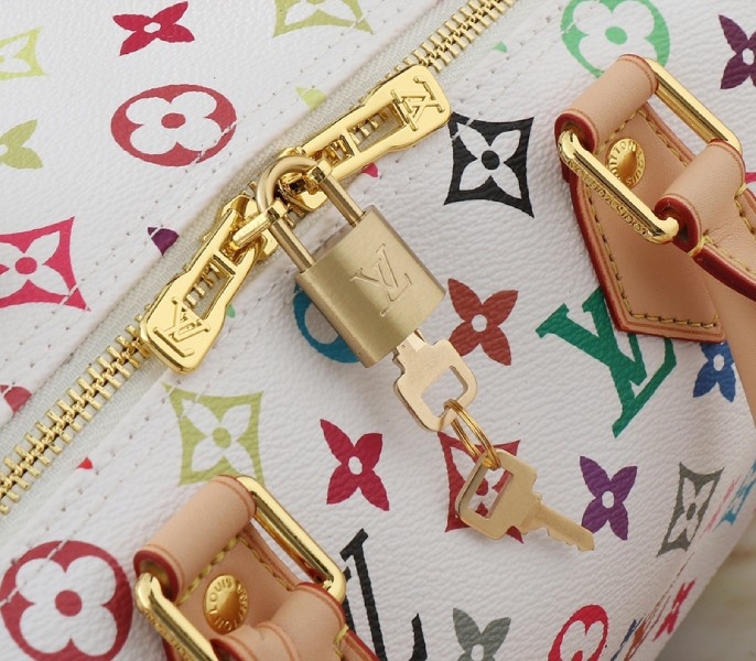 LV X TM Multicolored Speedy Bandouliere 30 In White